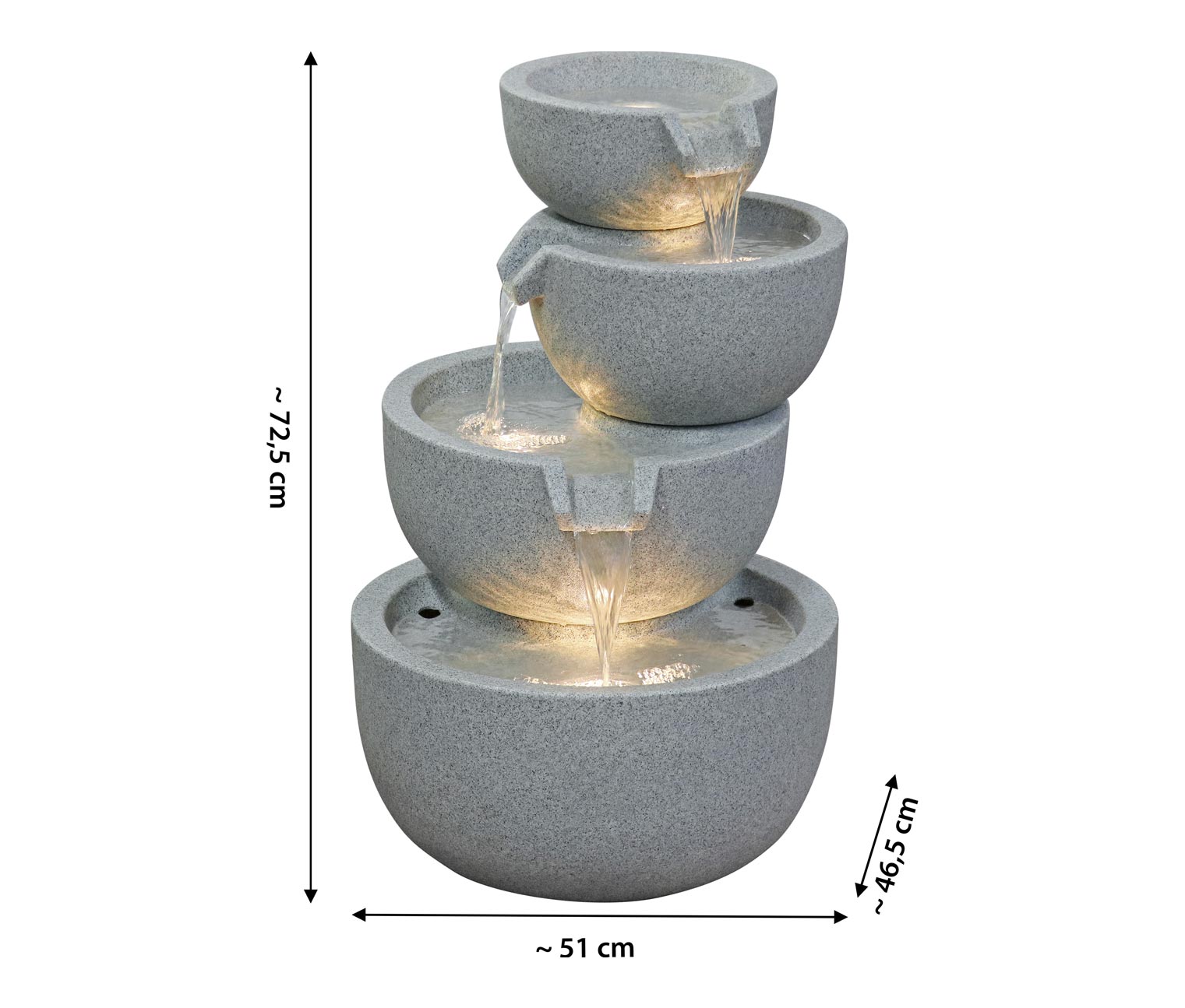 Dobar 4-stufiger LED-GartenbrunnenRama Dekobrunnen Dekorativer Gartenbrunnen #DH274