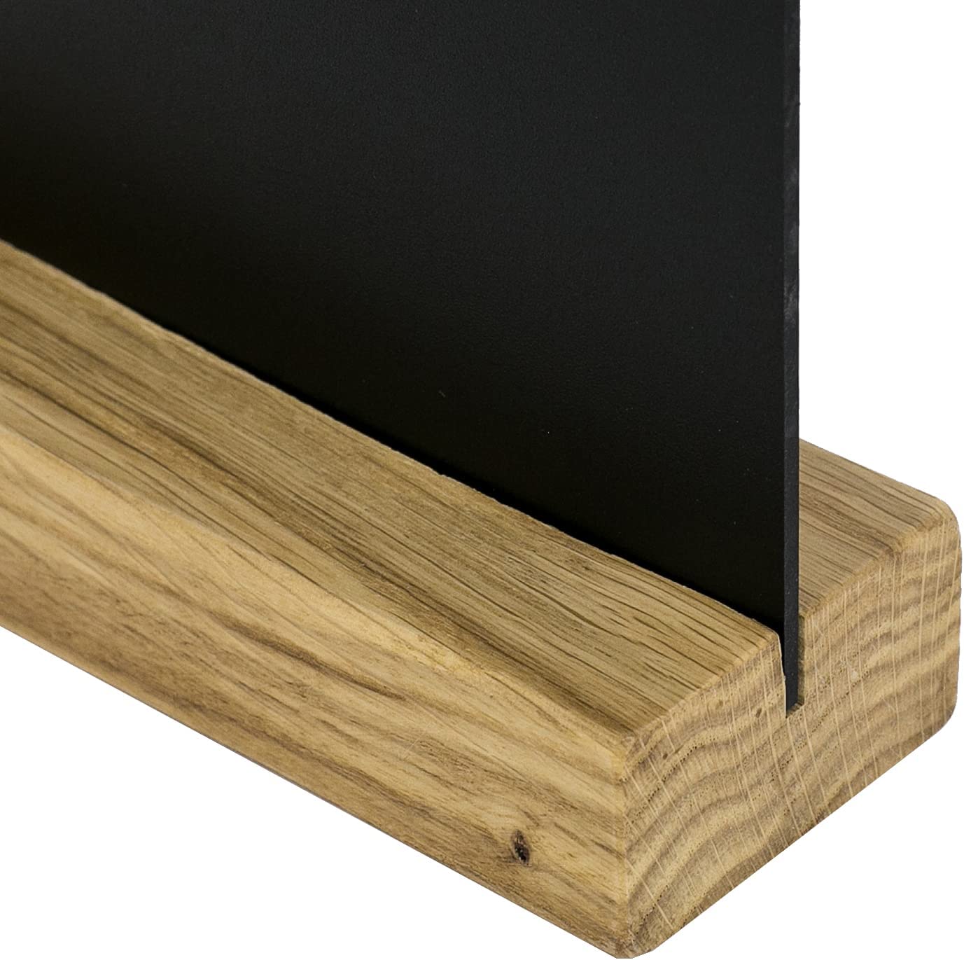 Holzsockel, schwarze Metallplatte, Eichenoptik, rechteckige Form