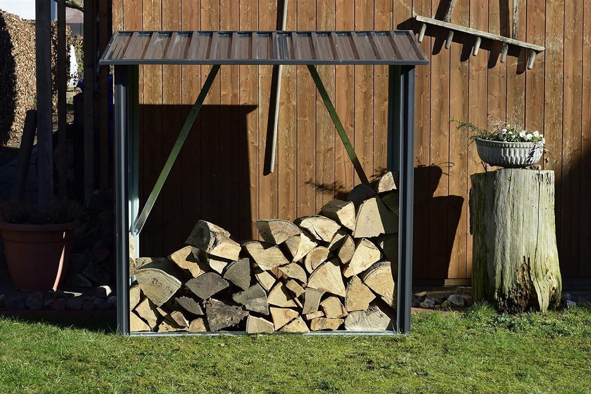 Holzstapel, Holzlager, Holzkohle, Lagerung, Schuppen/Carport