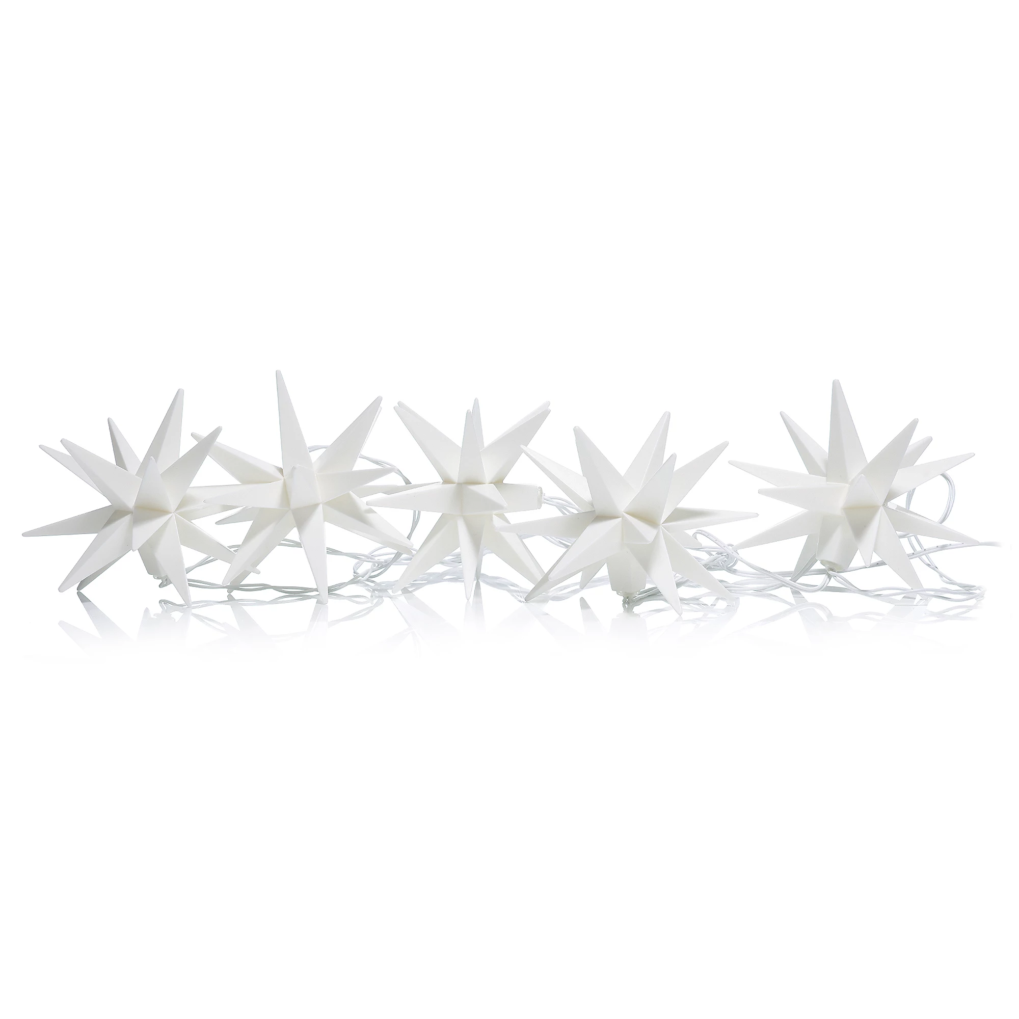 LED-Lichterkette, Papiersterne, weiße Sterne, Weihnachtsdekoration, transparentes Kabel