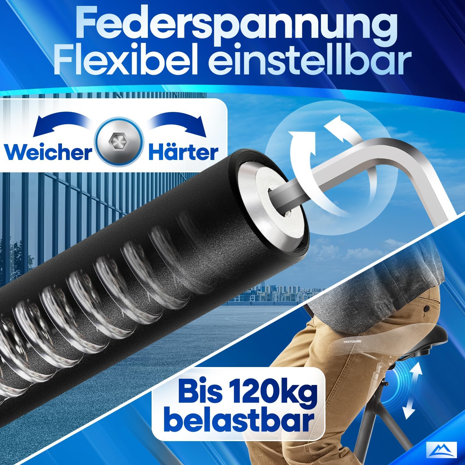 NEXTCOVER Sattelstütze gefedert - Das Original - mit 34.9mm Durchmesser und Comfort-Spring Technologie  gefederte Sattelstütze Sattelstange Federsattelstütze