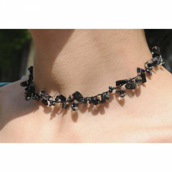 Perlenkette "SCHWARZES GLAS"