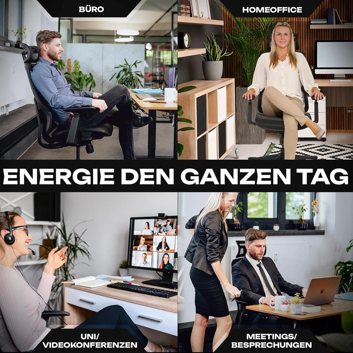 VALKENSTOL M5 Ergonomischer Bürostuhl 150 kg Schreibtischstuhl schwarz Mesh