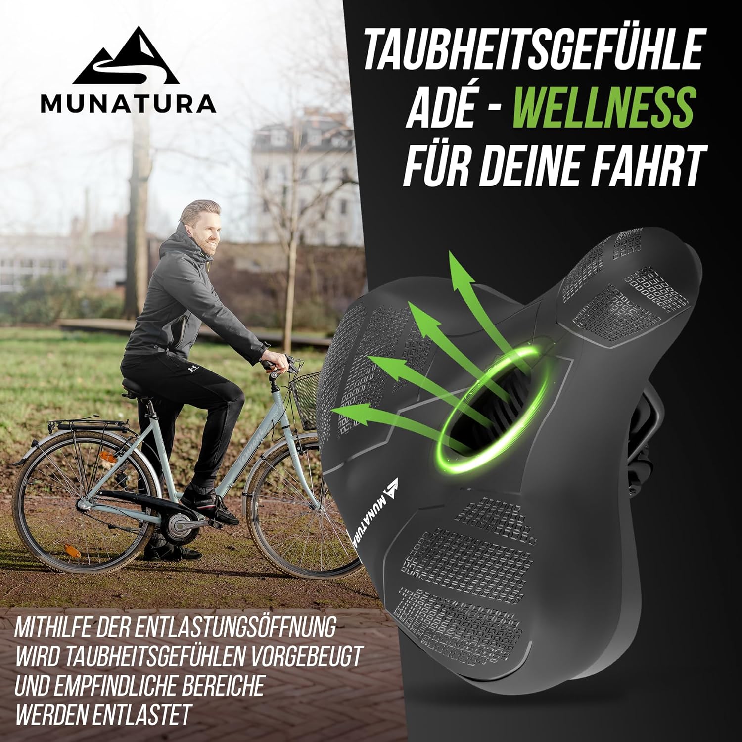 MUNATURA Fahrradsattel mit Memory Foam Fahrradsattel Sattel City