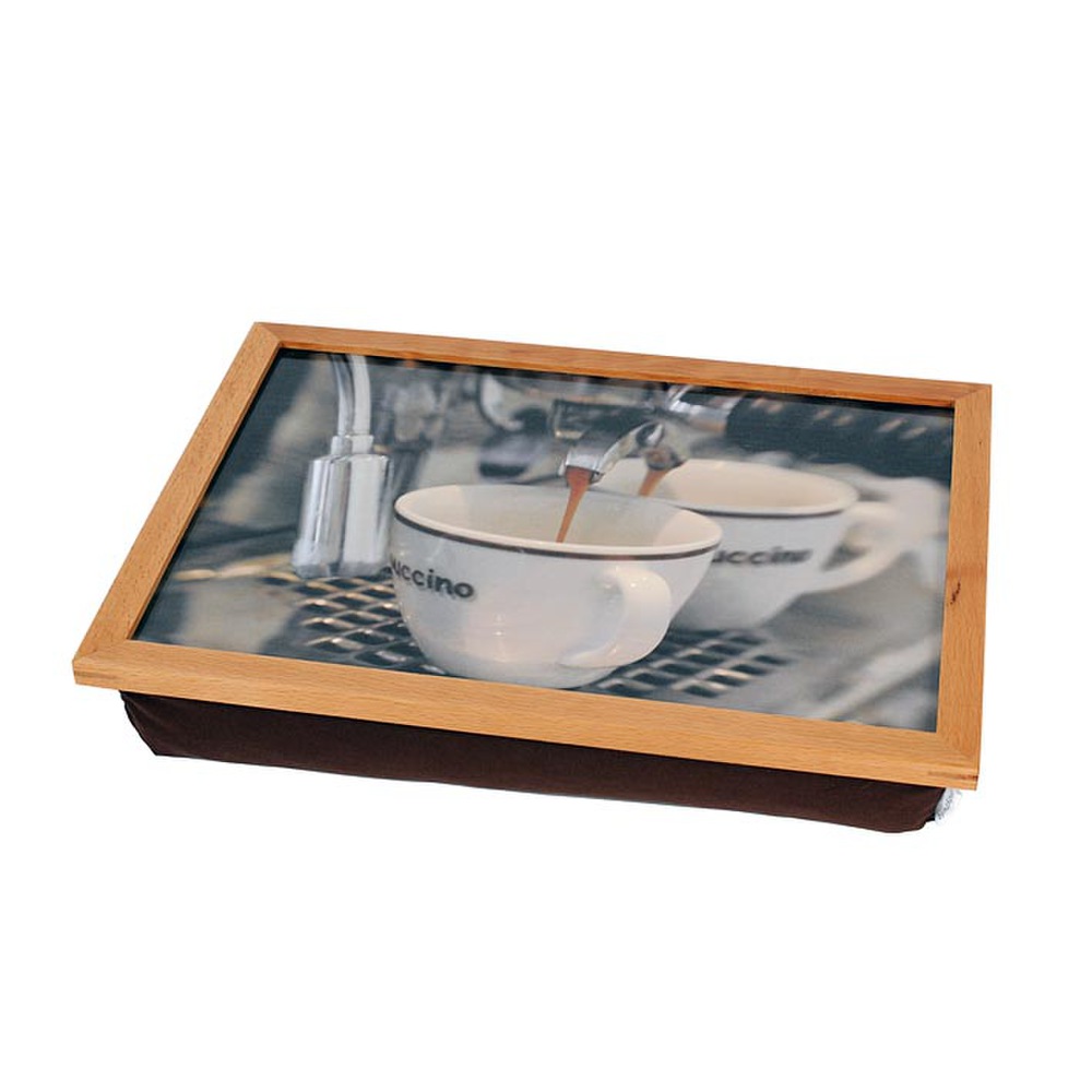 Tablettkissen mit Holzrahmen Cappuccino