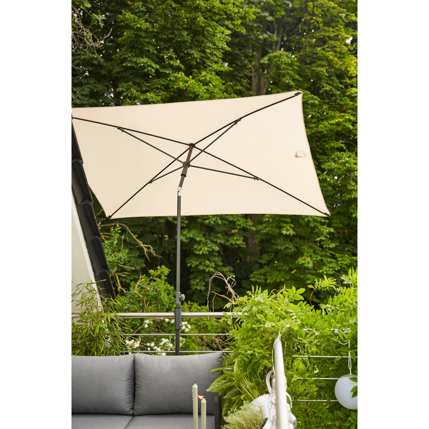 Siena Garden Marktschirm City 140 cm x 210 cm Natur mit Schieber