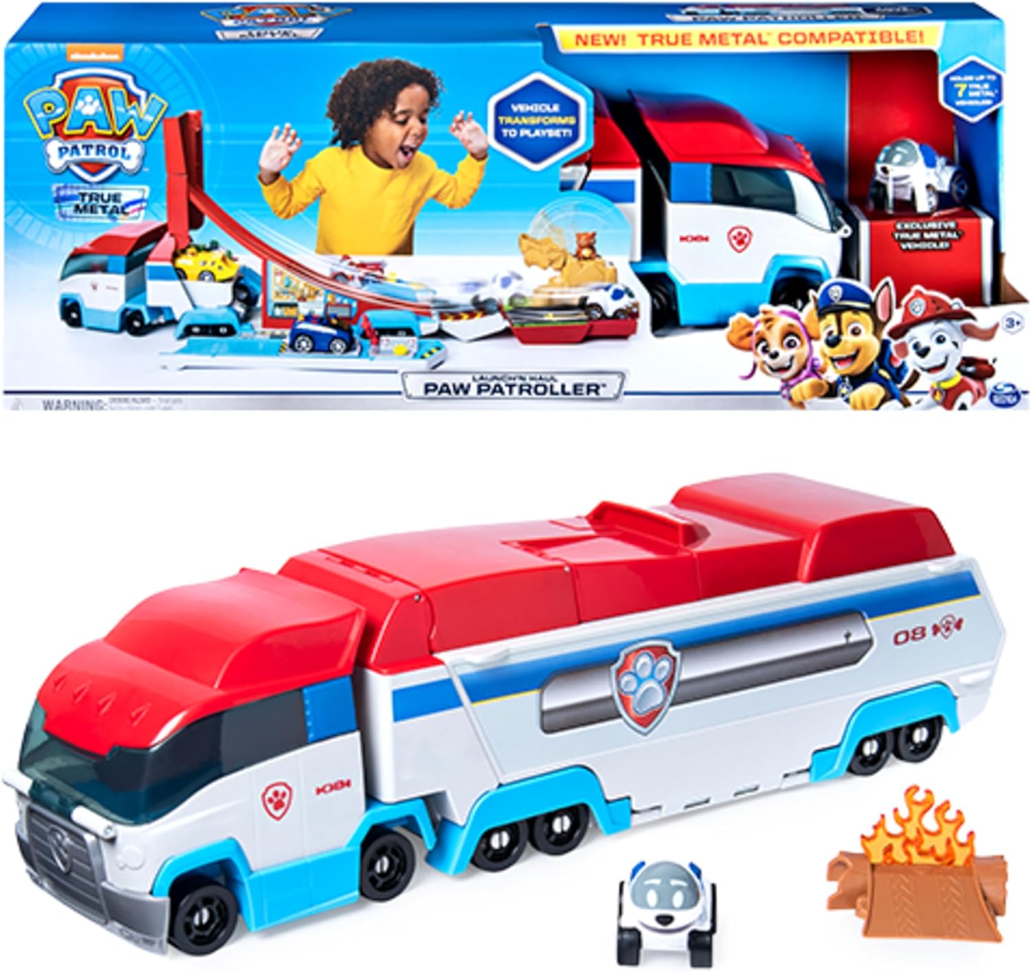 PAW Patrol True Metal Launch'N Haul PAW Patroller mit Robodog Metall Fahrzeuge 1:55 Spielzeug