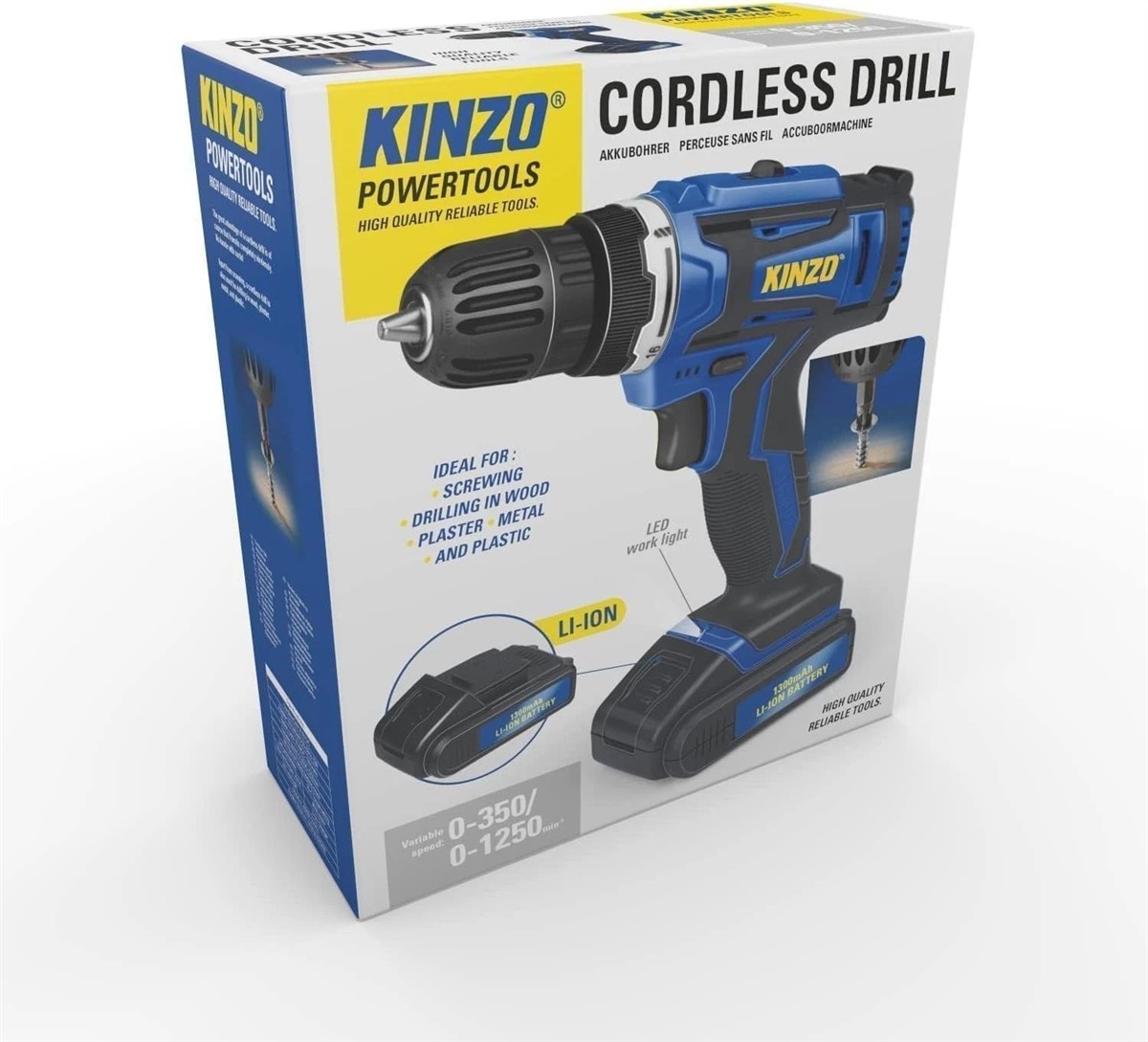 Kordless-Bohrer, Powertool, Blau, Batterie, Bohrfutter