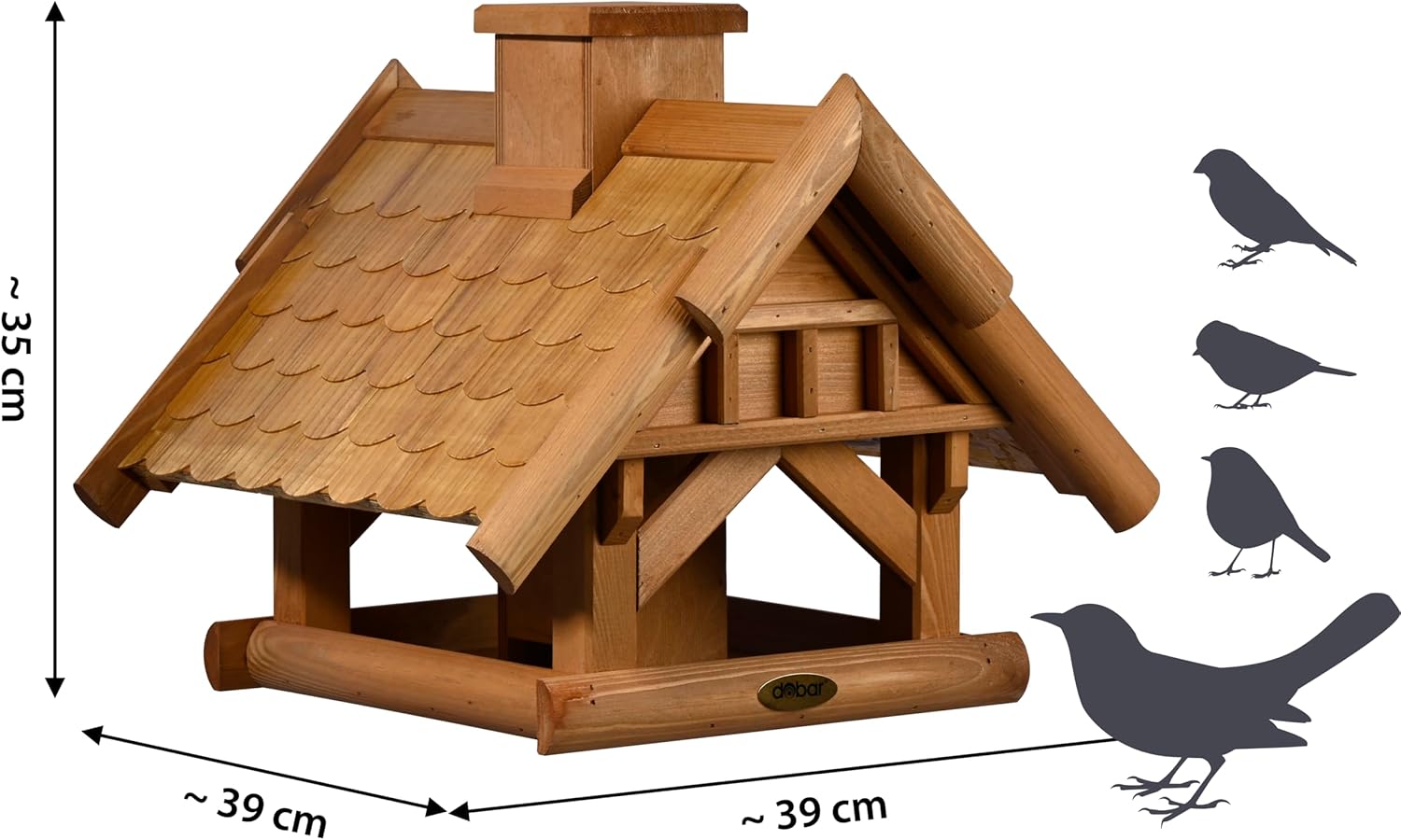 dobar Green Label Großes Vogelhaus Blätterfall für die Ständermontage - Futterstation für Wildvögel Wildvogelfutterplatz Braun