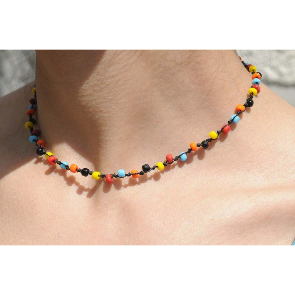 Halskette, Bead Necklace, mehrfarbig, Kugelperlen, Sommeraccessoire