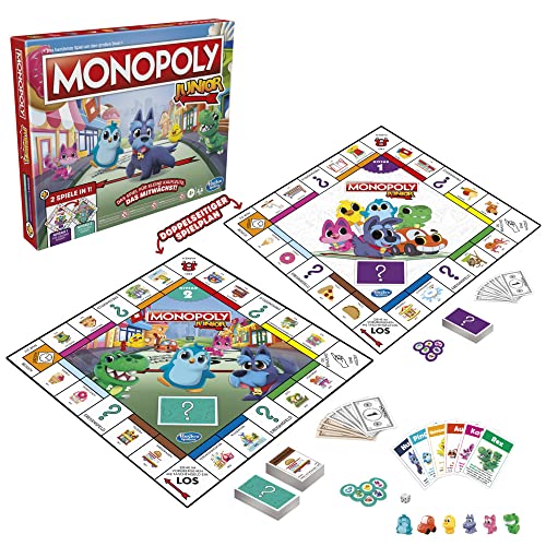 Hasbro F8562100 Monopoly Junior 2in1 Monopoly Spiel für Kinder Kinderspiel Junior