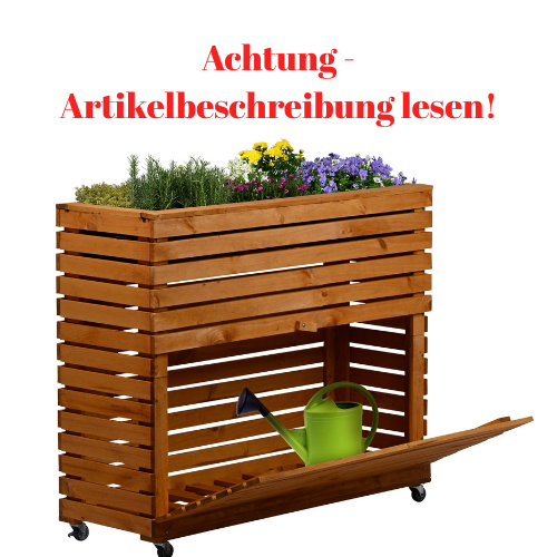 Großes Hochbeet „Rolla“ aus Holz auf Rollen Braun Hochbeetbefpflanzung DH57