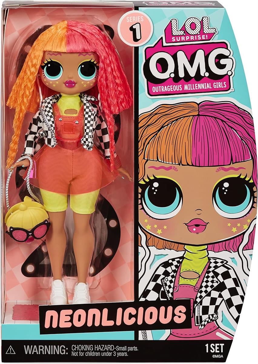LOL Surprise OMG Modepuppe Serie 1 NEONLICIOUS Ausgefallene Mode Accessoires Schuhe und mehr Limitierte Neuauflage zum Sammeln Spielzeugpuppe