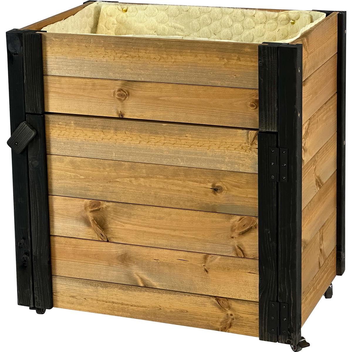 Dobar Rollbares Hochbeet mit Schafswoll Blumenbeet zum bepflanzen Hocbeet schwarz