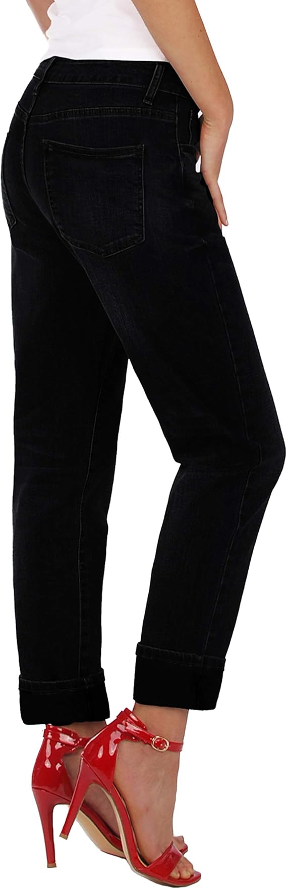 Fraternel Damen Jeans Hose Boyfriend Baggy Stretch Relaxed schwarz Gr. 44/XXL
