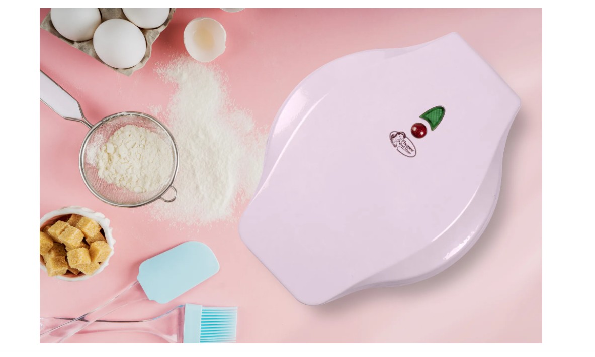 Bestron Bubble-Waffeleisen Waffelmaker für Bubble Waffeln zum Befüllen mit Eis Schokolade oder Obst mit Backampel & Antihaftbeschichtung 700 Watt Farbe: Rosa