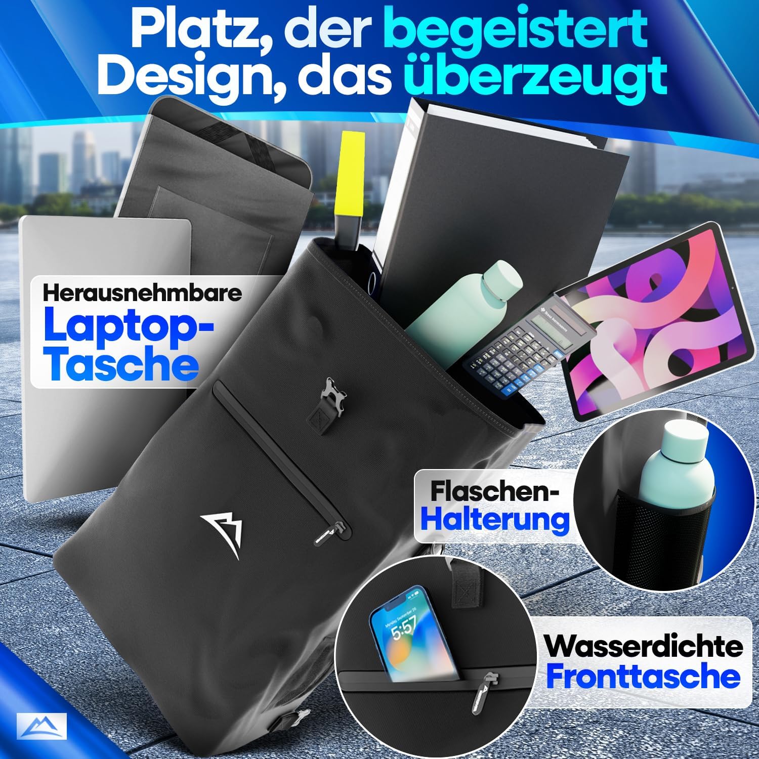 Nextcover 3in1 Fahrradtasche für Gepäckträger PVC frei Gepäckträgertasche, Fahrradtasche Rucksack und Umhängetasche 25L I Fahrrad Tasche wasserdicht Fahrradtaschen Gepäckträger aus Stoff