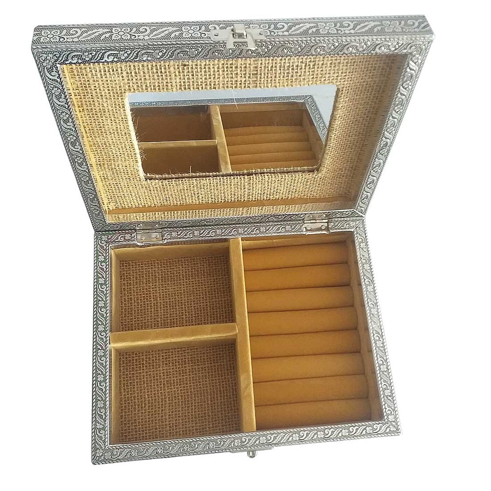 Schmuckbox aus Aluminium, verschiedene Designs, 20 x 12 x 6 cm