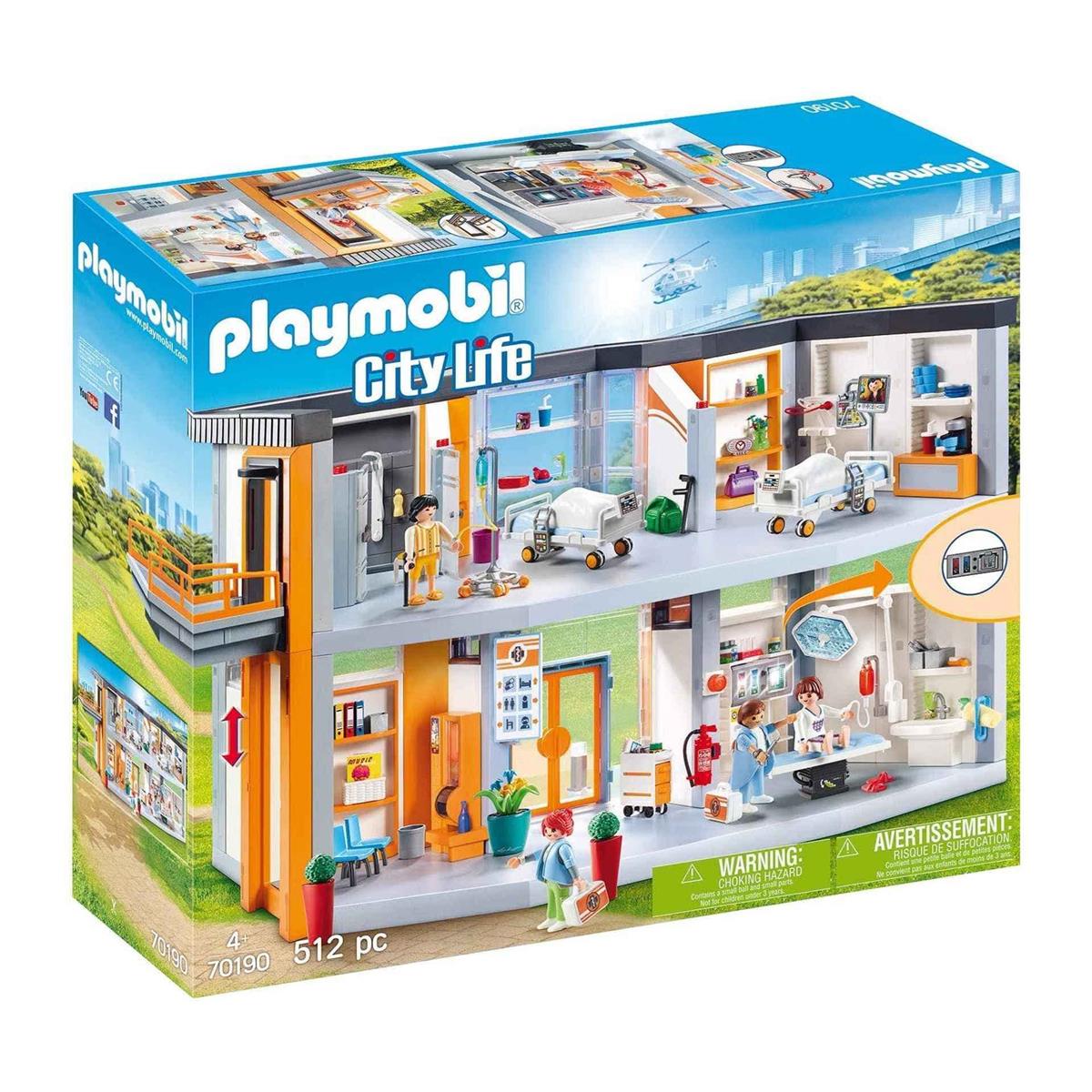 PLAYMOBIL City Life 70190 Großes Krankenhaus mit Einrichtung, Ab 4 Jahren