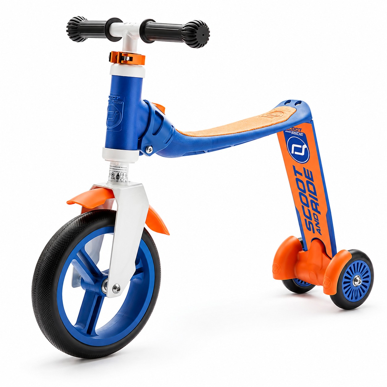 Kinderlaufrad, Dreirad, blau-orange, Kunststoffrahmen, Lenkergriffe