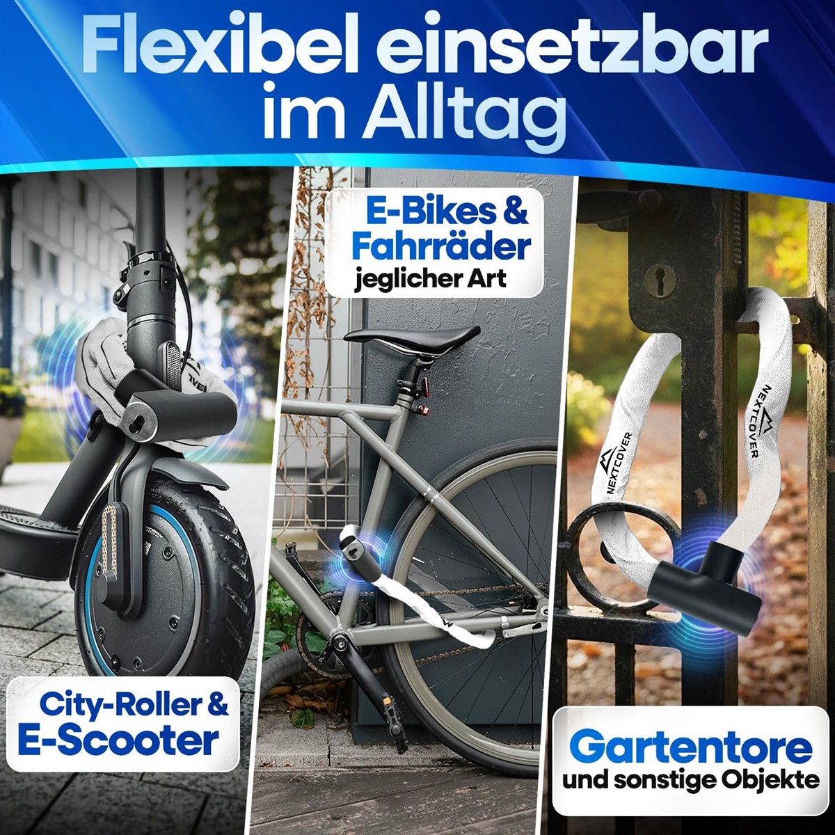 E-Bike, E-Scooter, Fahrradschloss, Sattel, Reifen