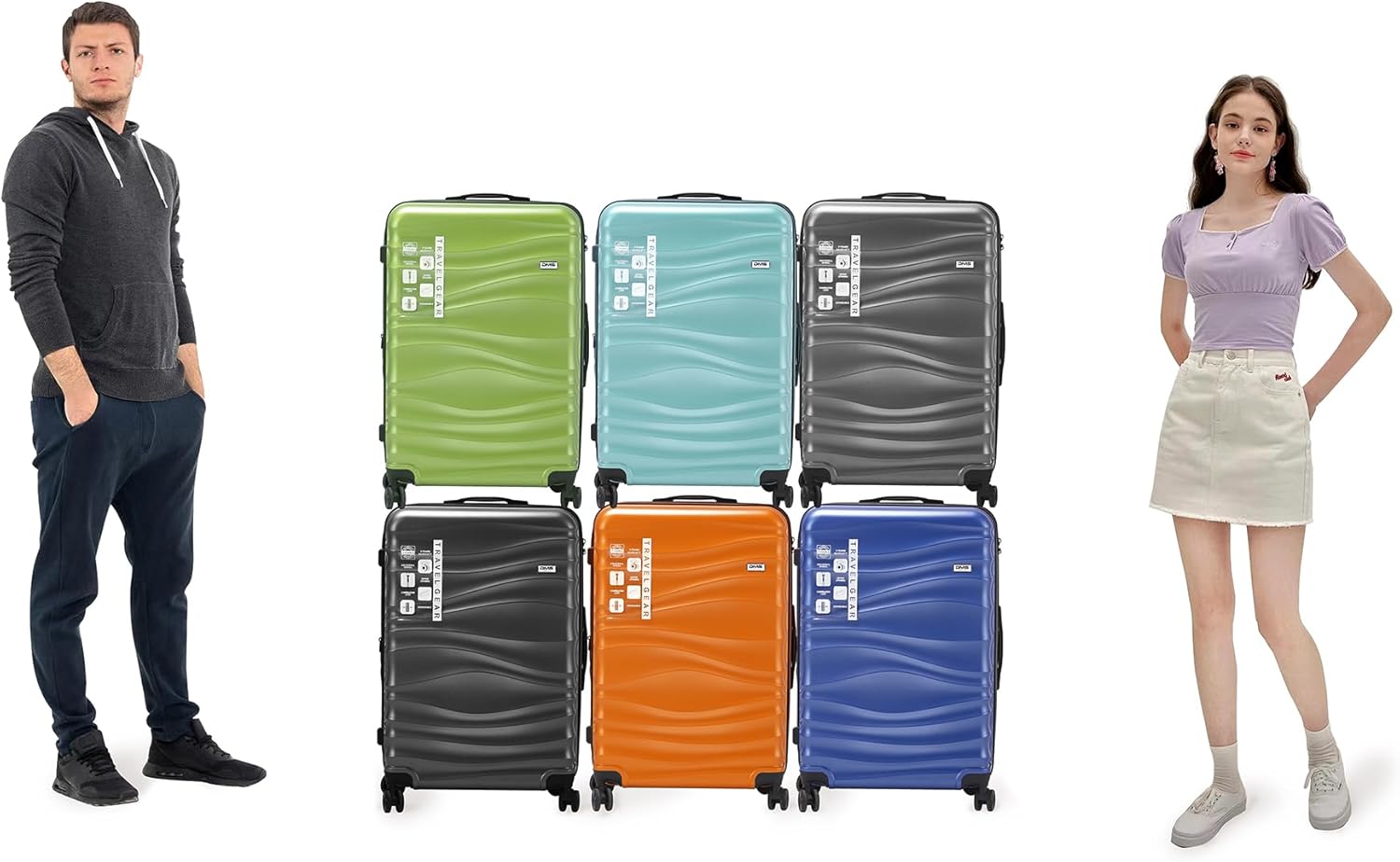 DMS 7-teiliges Hartschalen-Kofferset mit Teleskopgriff und 4 Rollen Koffer & Trolleys Reisekoffer Hauptstadtkoffer Set ABS Hard Shell Sicherheitsschloss (Orange)