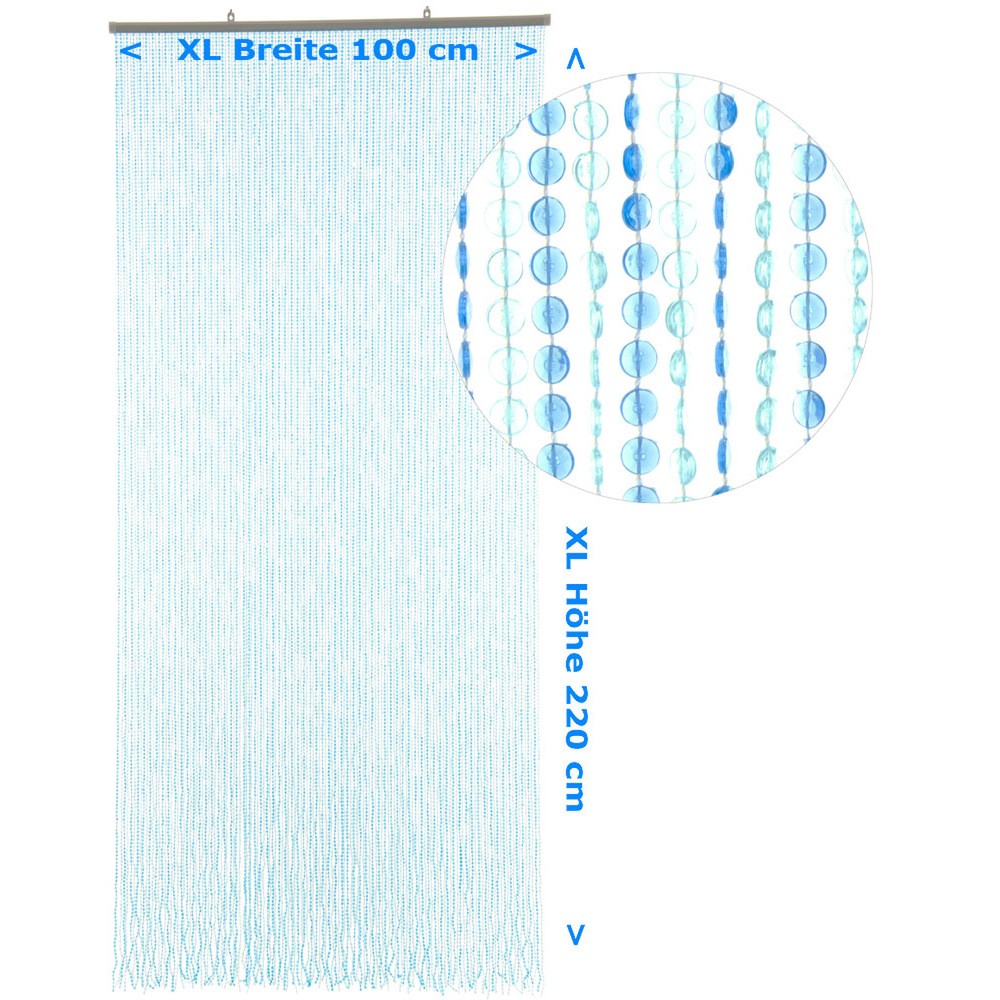 tüllvorhang, bodenlänge, großeösen, blau, perlenmuster