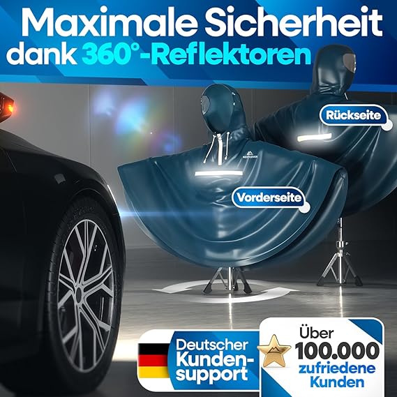 NEXTCOVER Regenponcho Fahrrad für Damen & Herren Regencape wasserdicht dunkelblau Gr. XL
