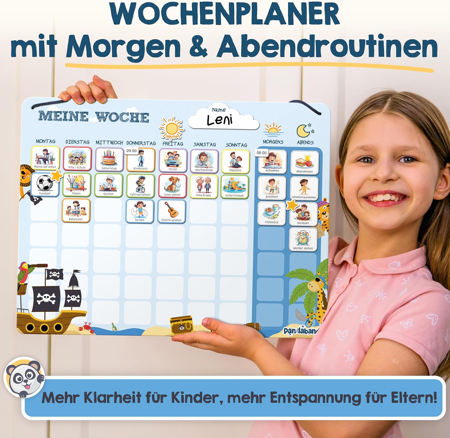 Wochenplaner, Kinderplaner, Morgen- und Abendroutine, Magnettafel, Aktivitätssymbole