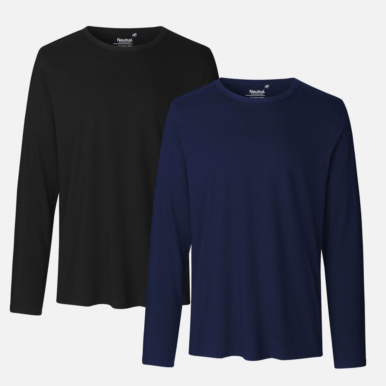 Langarm-Shirt, Basic-T-Shirt, Uni-Farben, Crewneck, Baumwolle