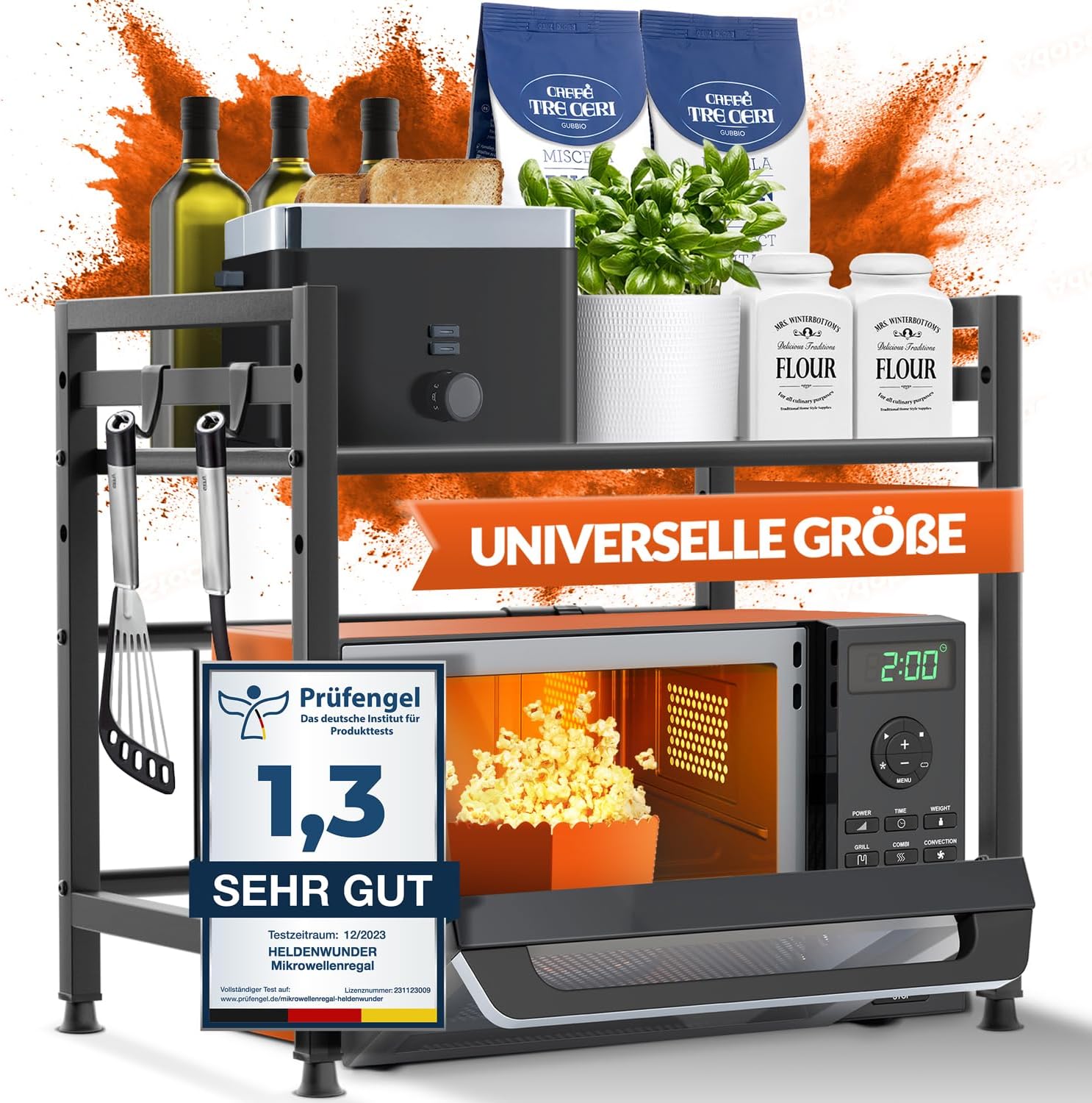 Heldenwunder Mikrowellenregal 2-stufig schwarz Küchenregal