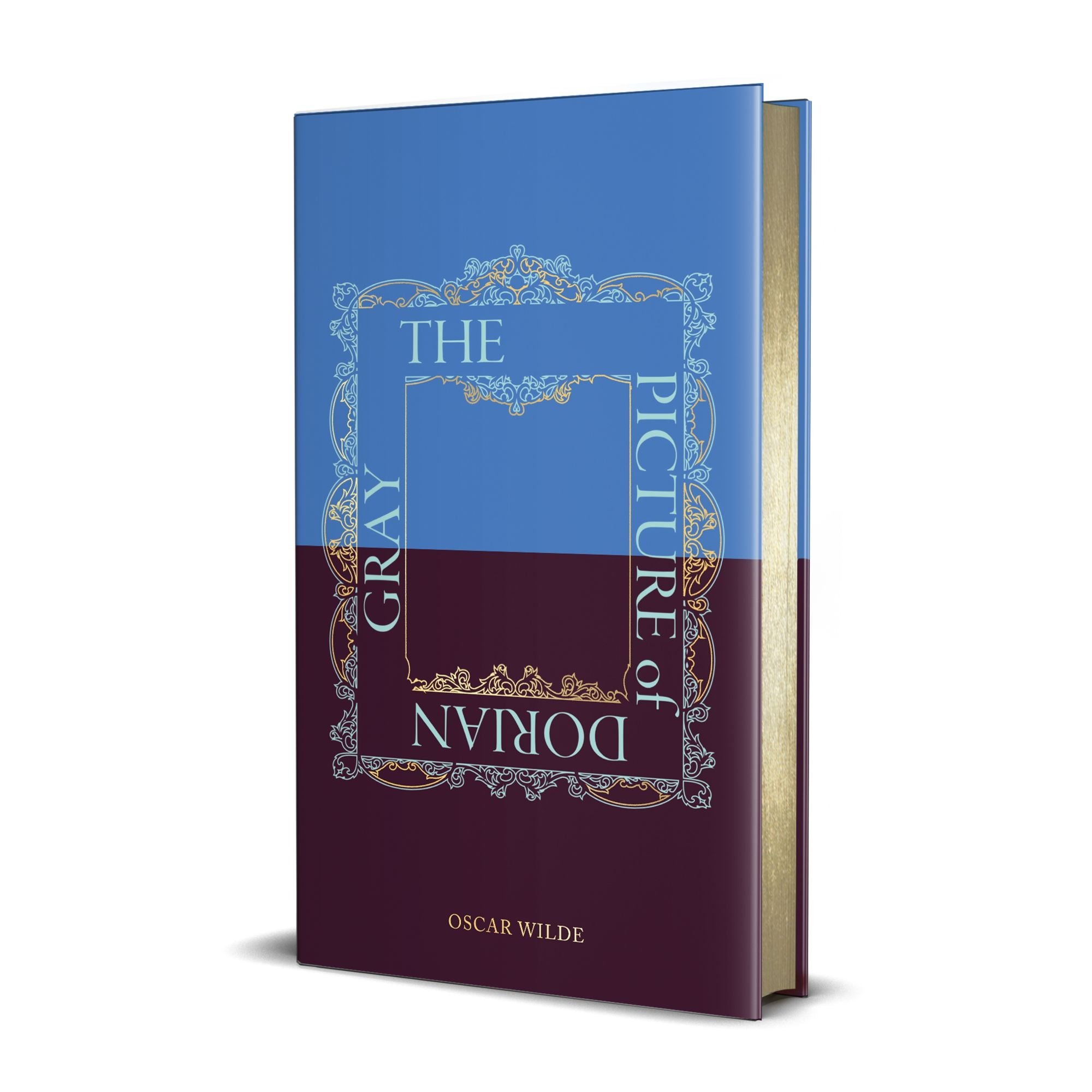 Hardcover, Buch, Blauviolett, orniertes Design, Oscar Wilde