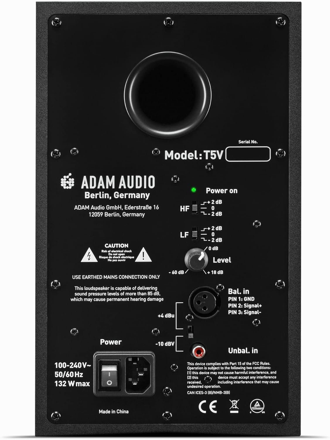 ADAM Audio 11102010 T5V aktiver Studiomonitor für Aufnahmen schwarz Woofer