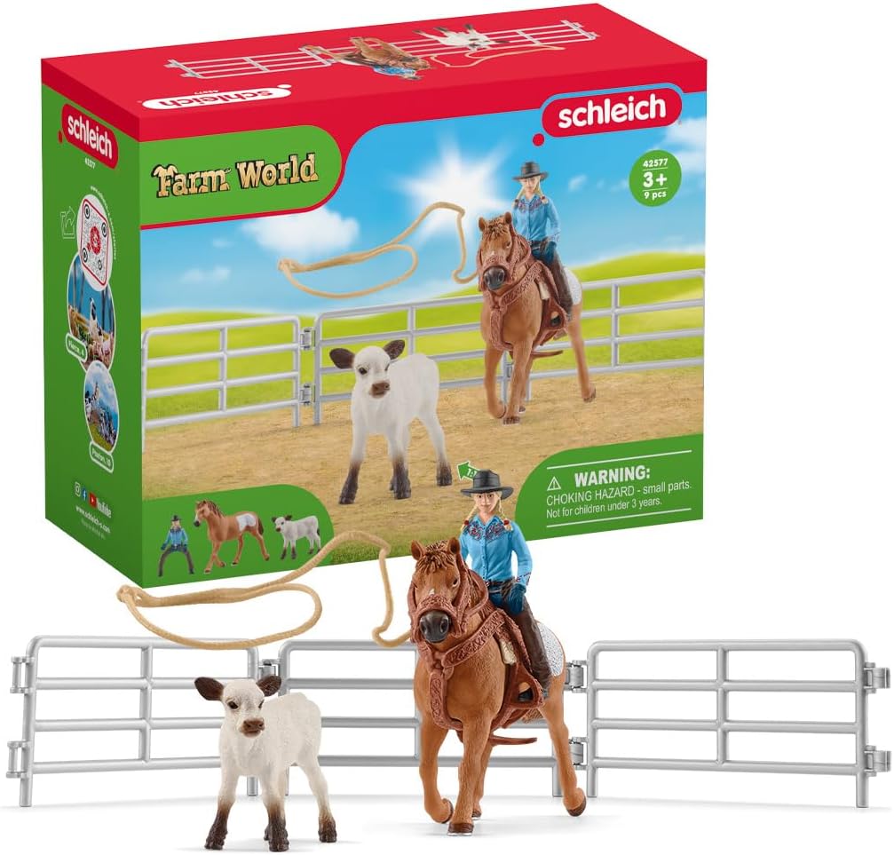 Schleich 42577 Team Roping mit Cowgirl FARM WORLD Spielset Figuren Spiefiguren