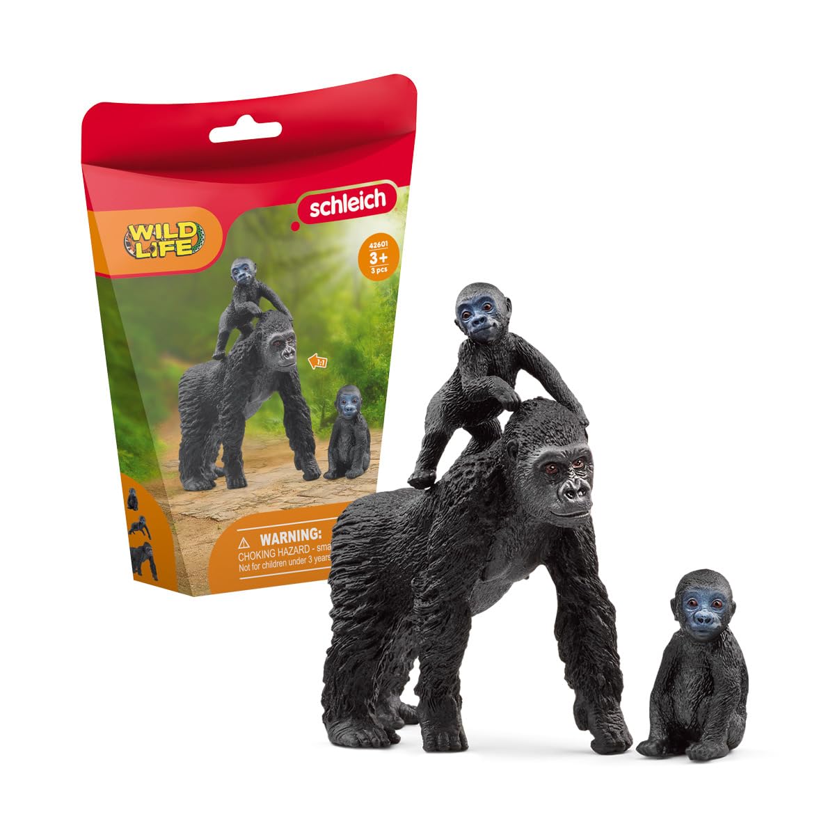 schleich 42601 Flachland Gorilla Familie, für Kinder ab 3+ Jahren, WILD LIFE - Spielfigur