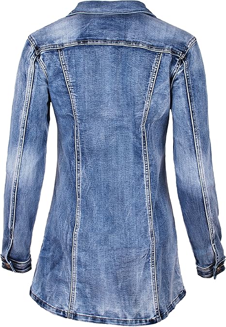 Fraternel Damen Jacke Mantel Lange Jeansjacke talliert Denim Jacket Gr. 48/4XL