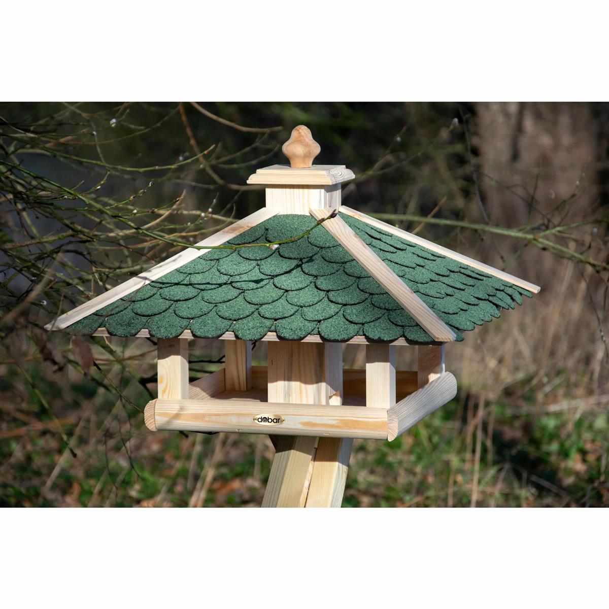 Vogelhaus, Futterhaus, Garten, Holz, Grüne Dachschindeln