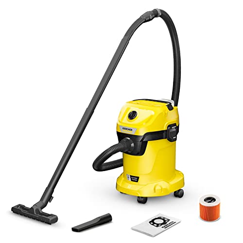 Kärcher Akku-Nass-/Trockensauger WD 3-18, inkl. Filter, Fugen- und Nass-/Trockensaugdüse, 225 Watt, Kunststoffbehälter: 17 l, Saugschlauch: 2 m, ohne Akku, ohne Ladegerät