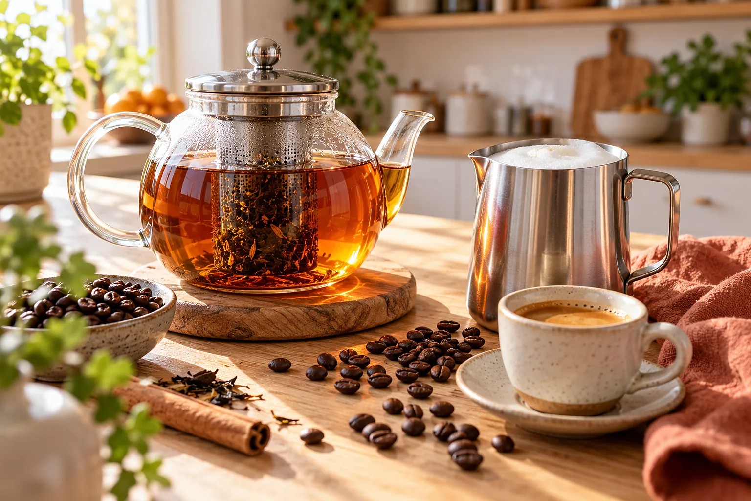 Teekanne, Glas, Kanne, Kaffee, Kaffeebohnen