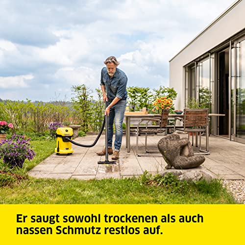 Kärcher Akku-Nass-/Trockensauger WD 3-18, inkl. Filter, Fugen- und Nass-/Trockensaugdüse, 225 Watt, Kunststoffbehälter: 17 l, Saugschlauch: 2 m, ohne Akku, ohne Ladegerät