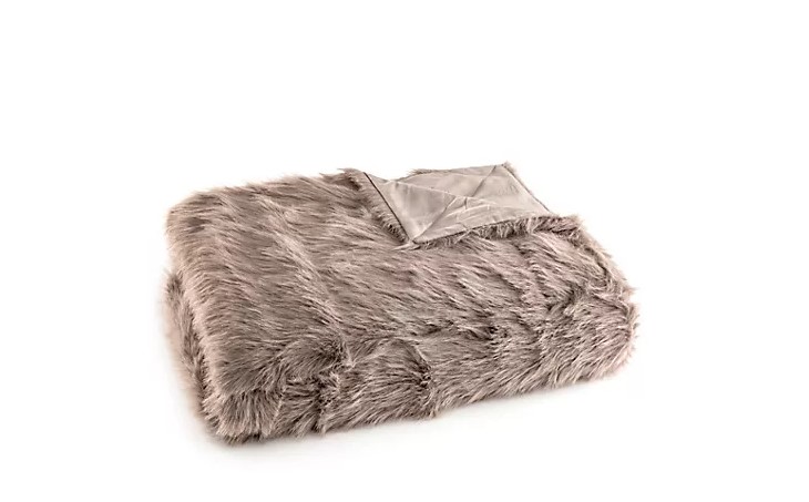 MONT CHALET Fellimitat Plaid Decke Überdecke taupe150x200cm