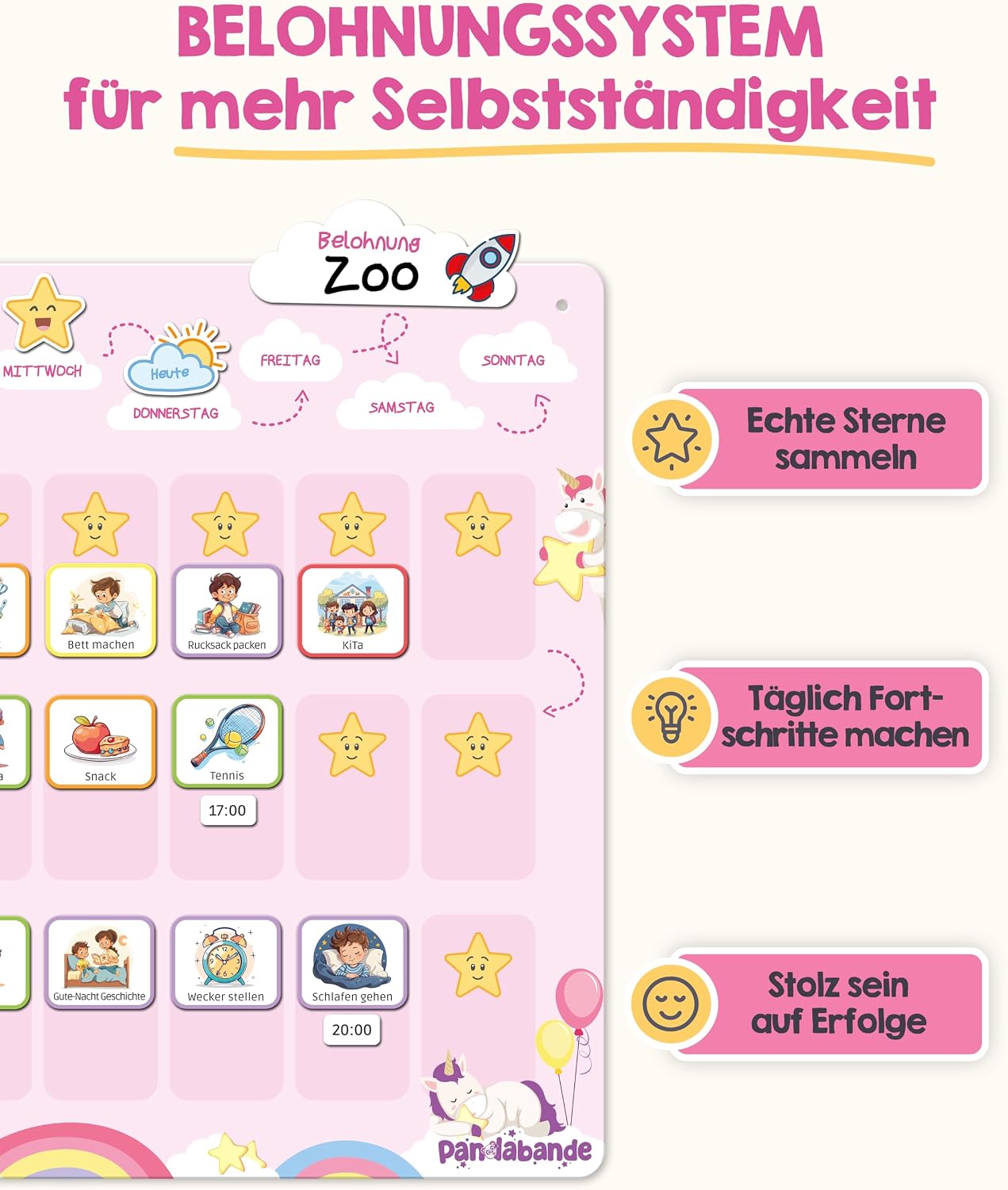 Kinderplaner, Belohnungssystem, Sammelkarte, Sterne, Tagesaufgaben