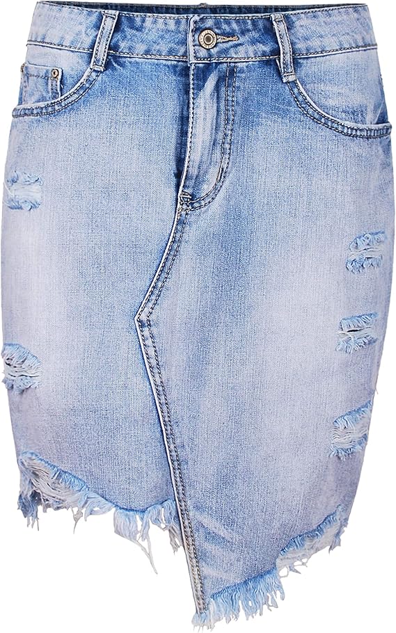 Fraternel Damen Rock Jeansrock Denim Vintage Destroyed Gr. 38/M