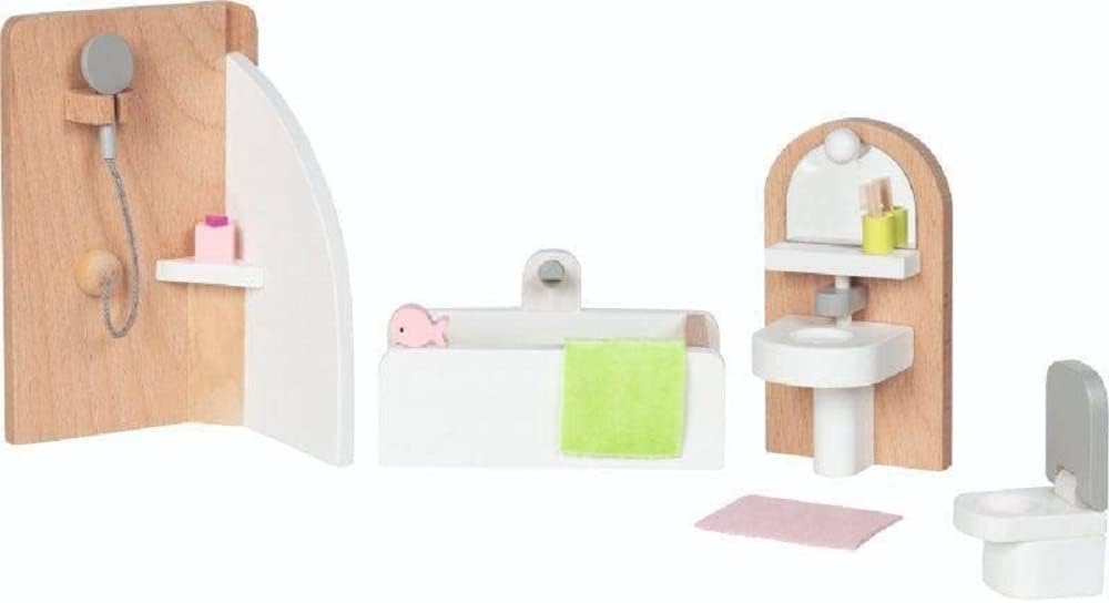goki 51492 Puppenmöbel Style Badezimmer Badausstattung für das Puppenhaus Puppenhauszubehör