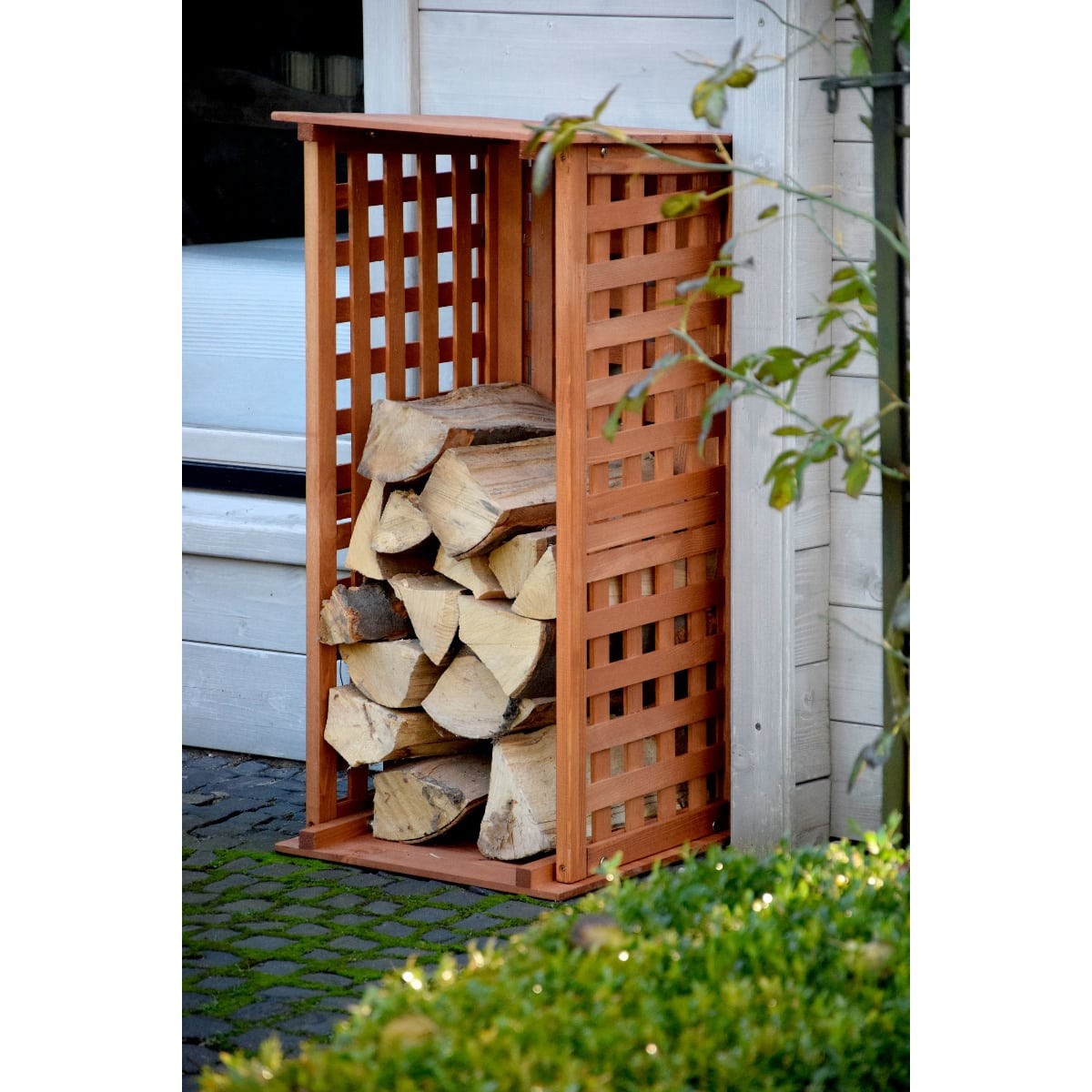 Holz-Feuerschrank, Holzlagerung, Feuerholzregal, Gartenholz, Holzstapel
