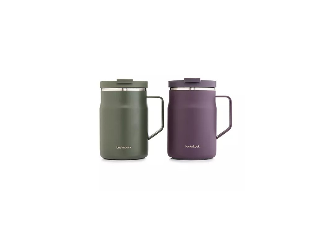 LocknLock 2 Thermobecher aus Edelstahl mit Henkel je 475ml Trinkbecher Kaffeebecher