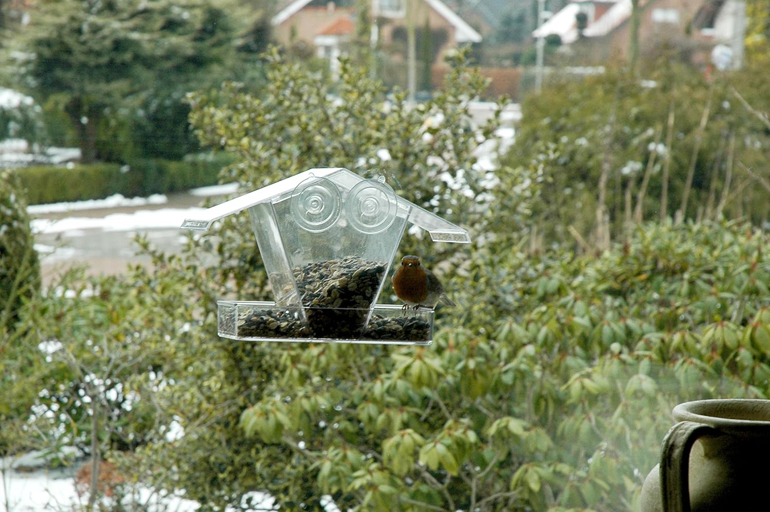 Dobar Fenster Vogelfutterhaus Futterstation Wildvogelfutterspender Futtersäule