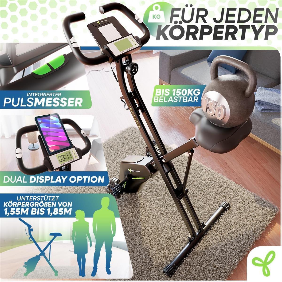 Tretmann Hometrainer Fahrrad klappbar Ergometer Heimtrainer Fitnessbike