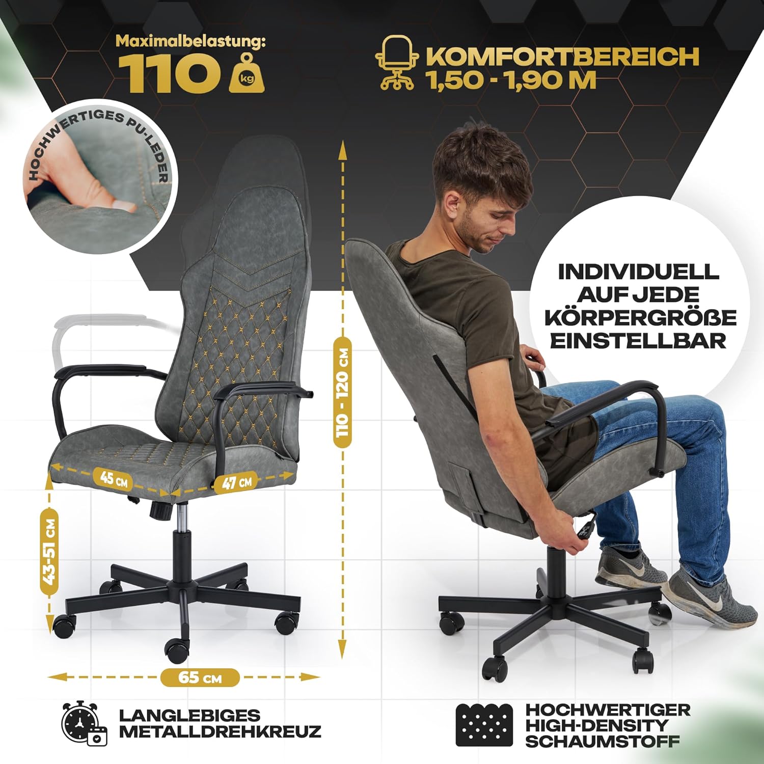 SITZGOLD S ONE Gaming Stuhl grauSchreibtischstuhl Bürostuhl