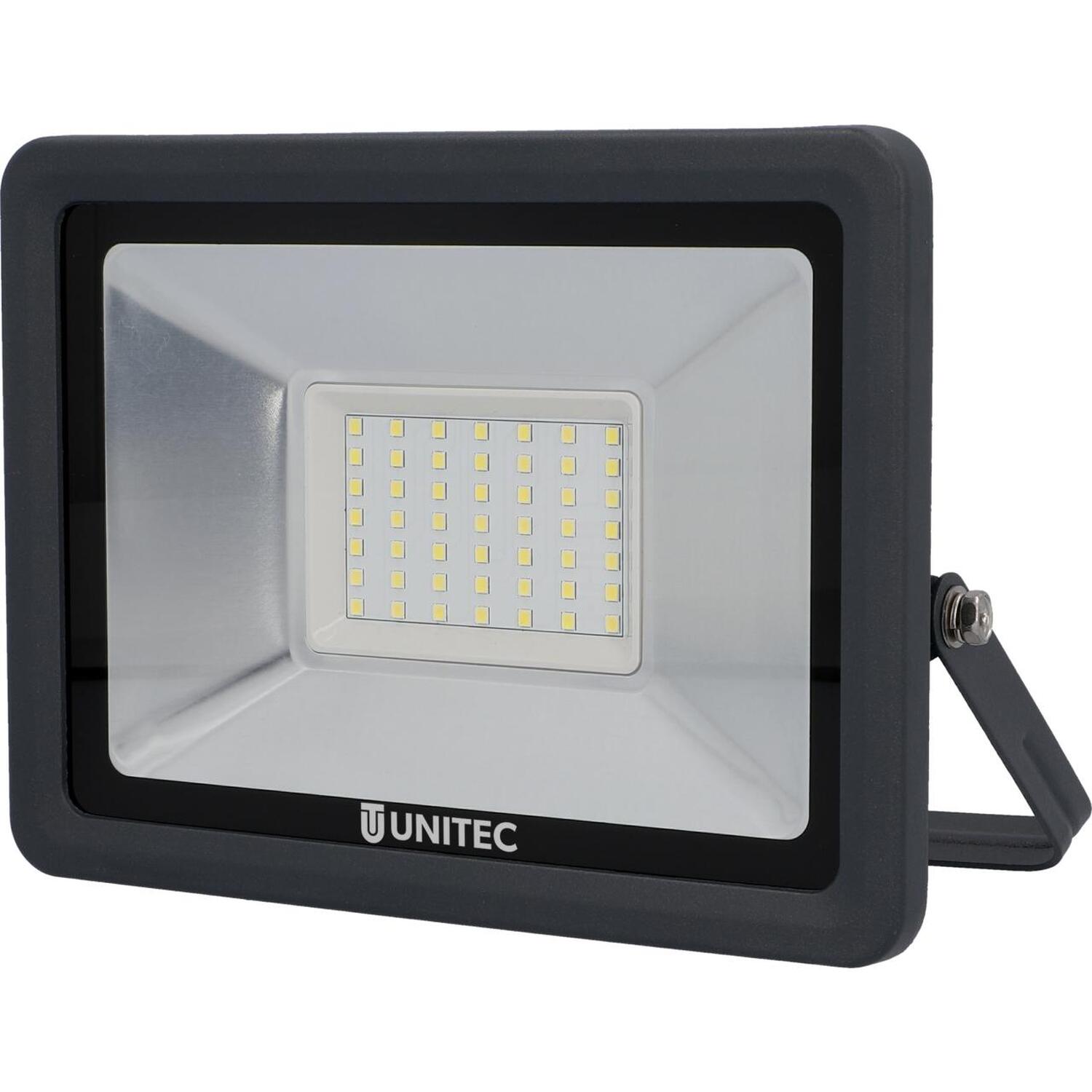 UNITEC LED Strahler 14 W, 1700 Lumen, IP65, Aluminiumdruckguss, Stecksystem & Schwenk-Bügel, Sicherheitsglas, energiesparend, langlebig, anthrazit
